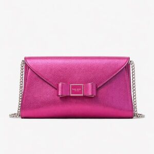 Kate Spade Morgan Bow Metallic Envelope Flap Crossbody and dust bag NWOT